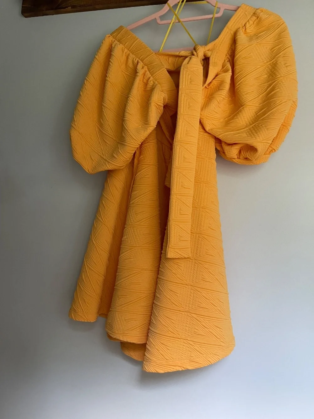 Free People Orange Puff Sleeve Babydoll Dress